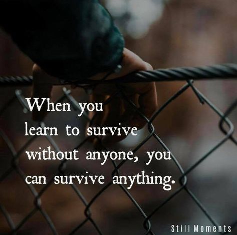 When you learn to survive without anyone, you can survive anything. Romances Ideas, Survival Quotes, Single And Happy, Motivational Picture Quotes, Graphic Quotes, Islamic Images, What Is Love, Picture Quotes, Quotes Deep