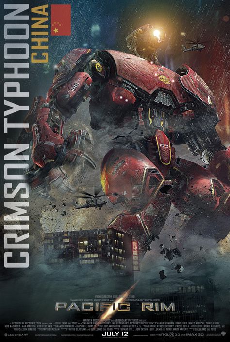 Collection of all 5 Pacific Rim Jaeger Posters - Imgur Crimson Typhoon, Pacific Rim Movie, Pacific Rim Kaiju, Pacific Rim Jaeger, Legendary Pictures, Pacific Rim, Giant Robots, Movie Poster Art, New Poster