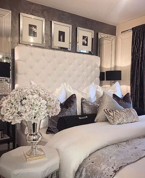 Get inspired by the interior design of these luxury bedrooms! #interiordesign #luxurydesign #exclusivedesign #decorideas #bedroomdecorideas #bedroominspiration Glam Bedroom Decor, Glam Bedroom, Dekorasi Kamar Tidur, Master Bedrooms Decor, Remodel Bedroom, Contemporary Home Decor, Modern Bed, Beautiful Bedrooms, Dream Bedroom