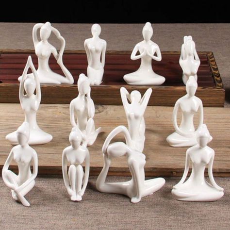 Yoga Figurine Minimalist, Abstract Art, Home Office Interior Bedroom Living Room Desktop Ceramic Decoration, Gift for Him, Gift for Her Home Yoga Room, Meditation Posture, Club Decoration, Ceramic Crafts, Yoga Girls, Meditation Decor, Pose Yoga, Yoga Room, Decor Figurines