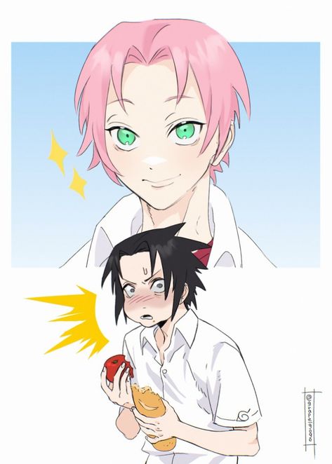 Sasusaku Genderbend, Kawaii Photos, Sakura Harem, Sakura Sasuke, Uchiha Family, Naruto Uchiha, Creepypasta Funny, Naruto Ship, Sakura Uchiha