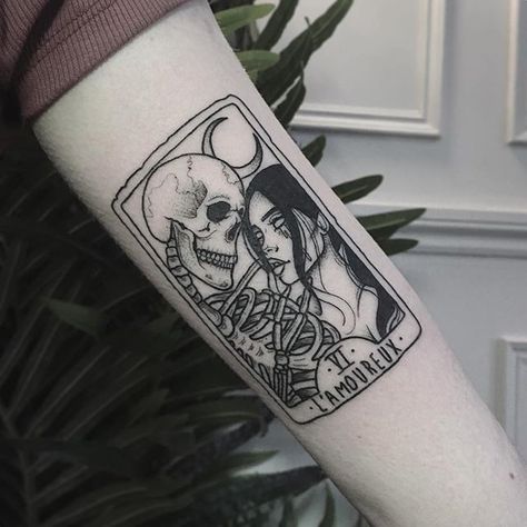 Tarot Tattoo Ideas, Tarot Card Tattoo, Tarot Tattoo, Card Tattoo Designs, Wicked Tattoos, Scary Tattoos, Skeleton Tattoos, Tattoos For Lovers, Sketch Tattoo Design