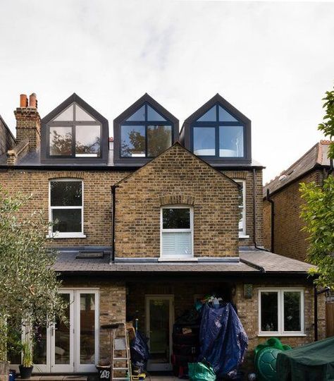 This gorgeous victorian dormer loft conversion added three new rooms to the original house. The rooms clearly read as different spaces inside and outside creating a lovely symmetrical design. IMAGE: asmallstudio Dormer Ideas, Loft Dormer, Loft Conversion Design, Flat Roof Design, Dormer Loft Conversion, Property Renovation, Wooden Terrace, Mansard Roof, Roof Extension