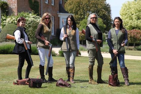 Gals and Guns... Skeet Shooting Outfit, British Hunting, Womens Hunting Gear, Country Club Attire, Hunting Outfits, English Country Fashion, Hunting Fashion, Henley Regatta, Country Homestead