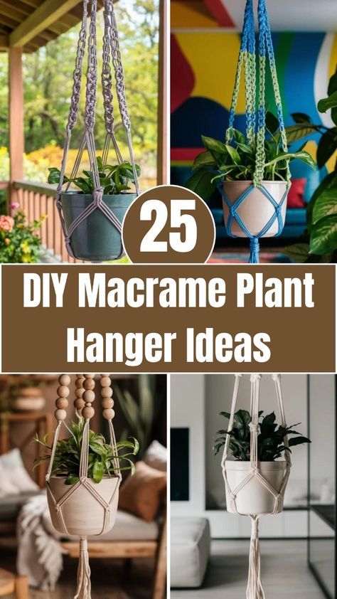 Elevate your home decor with these 25 gorgeous DIY macrame plant hanger ideas! Perfect for adding a touch of greenery and boho charm to any space, these easy-to-follow tutorials will guide you in crafting beautiful, handmade plant hangers. Suitable for all skill levels, get inspired and start your macrame journey today! Macrame Plant Hanger Designs, Macrame Patterns Tutorials Pots & Planters, Macrame Decor Diy, Macrame Patterns Tutorials Plant Hangers, 2mm Macrame Cord Projects, Macrame Hanger Diy, Macrame Plant Hanger Decor, Macrame Plant Hanger Ideas, Diy Plant Hangers