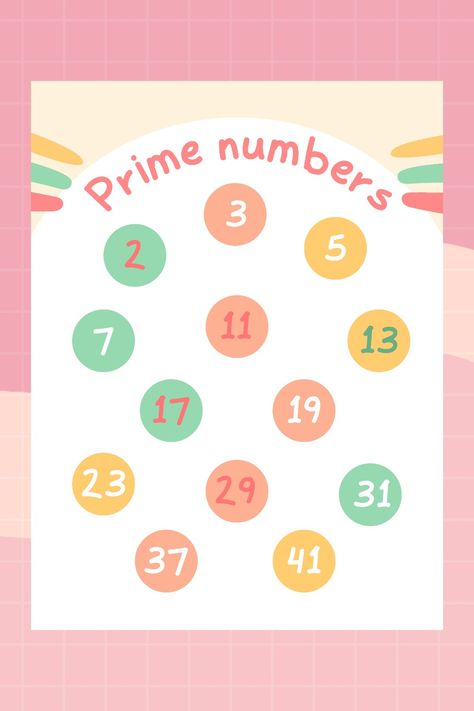 Pink, pastel, colourful, maths, math, education, school, prime numbers Maths Posters, Numbers Poster, Prime Numbers, Number Chart, Number Poster, Math Poster, Cute Poster, Professional Templates, Custom Posters