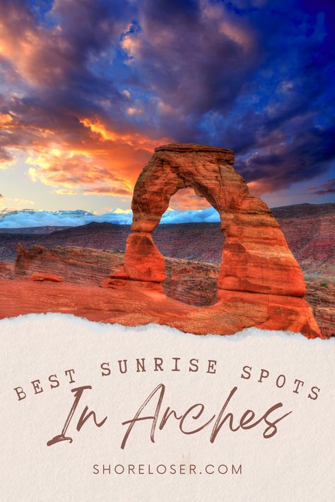 Wondering where to see a sunrise at Arches National Park in Utah? Well, look no further!
In this post we list the best hikes and viewpoints to see sunrise in the park. See iconic structures like Delicate Arch, the Windows, Balanced Rock & more. Find out the best time to visit, info on timed entry tickets, tips and what to bring with you. Incredible photography locations you must see with easy hikes and must do hikes in the area around Moab. Check one of the Mighty Five off your bucket list! Delicate Arch, National Park Road Trip, Best Sunset, Utah National Parks, Arches National Park, Beautiful Sunrise, Location Photography, Scenic Drive, Best Hikes