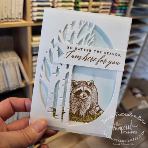 Here for You card using Aspen dies and Wild & Sweet stamp set all from Stampin\'Up! with card design by The Pampered Stamper. Aspen Dies, Masculine Birthday Cards, Tree Stamp, Card Making Crafts, Aspen Trees, Cute Card, Shop With Me, Bogo Sale, Tree Cards