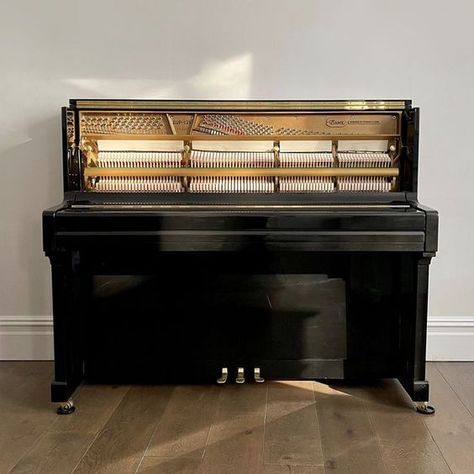 Essex EUP-123E Upright Piano | Steinway Mid Century Apartment, Beautiful Piano, Aubergine Color, Upright Piano, Brushed Nickel Hardware, Cabriole Legs, Acanthus Leaf, Price Range, Queen Anne