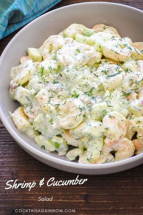 Creamy Cucumber Shrimp Salad, Shrimp And Cucumber, Grill Shrimp, Vegetable Salads, Sea Food Salad Recipes, Keto Salads, Shrimp Salad Recipes, School Recipes, Summertime Recipes