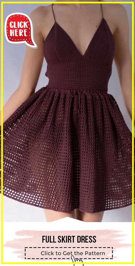 Full Skirt Pattern, Skirt Pattern Free, Simple Dress Pattern, Crochet Dress Pattern Free, Crochet Skirt Pattern, Crochet Summer Dresses, Crochet Skirts, Dress Patterns Free, Aesthetic Crochet