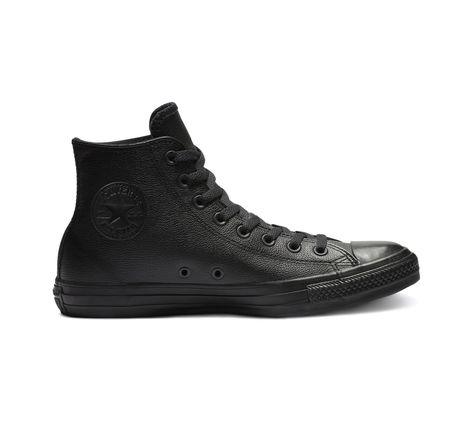 Converse Chuck Taylor All Star Mono Leather Leather Chuck Taylors, Black High Top Shoes, High Top Chucks, Leather Converse, Custom Boots, High Top Sneaker, Black High Tops, Leather High Tops, Star Sneakers