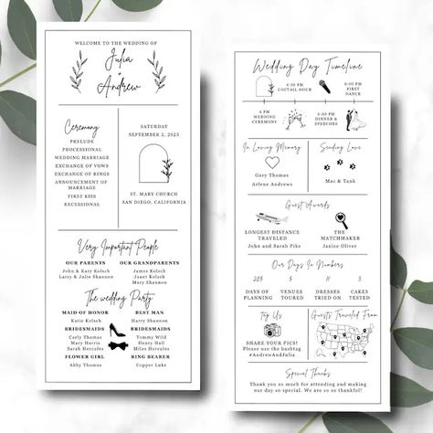 AJsDigitalStudio - Etsy Modern Ceremony, Wedding Agenda, Itinerary Wedding, Wedding Day Itinerary, Ceremony Program Template, Newspaper Wedding Programs, Wedding Timeline Template, Timeline Wedding, Program Wedding