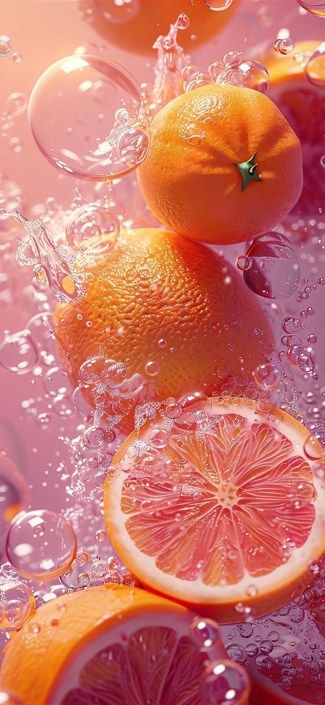 Orange Summer Aesthetic Wallpaper, Grapefruit Aesthetic, Strawberry Drawing, Uhd Wallpaper, Red And Black Wallpaper, Fruit Wallpaper, Pretty Phone Wallpaper, Tangle Art, Aesthetic Desktop Wallpaper