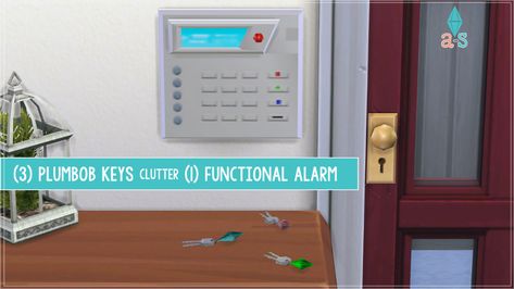 (3) Plumbob Keys & (1) Functional Alarm Details: Alarm Electronics | Alarm White Functions as a smoke alarm (no burglars in S4) =( §75 Details: Plumbob Keys Clutter | Misc Clutter | Set of 3... Lotes The Sims 4, Sims 4 Traits, Play Sims 4, Sims 4 Studio, Sims 4 Clutter, The Sims 4 Packs, Sims 4 Children, Sims 4 Game Mods, Sims 4 Body Mods