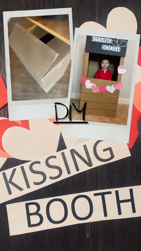 “Valentine’s Day Kissing Booth Prop... #DIY #Cute #babyandpuppy #valentinesday Diy Kissing Booth Cardboard, Booth Diy, Puppy Valentines, Dog Kisses, Kissing Booth, Valentine Photo, Holiday Pictures, Diy Cardboard, Pic Ideas