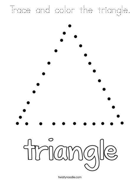 Trace and color the triangle Coloring Page - Tracing - Twisty Noodle Tracing Diagonal Lines Worksheets, Triangle Preschool, Triangle Coloring Page, Fall Preschool Worksheets, Shape Learning, Shape Tracing, Millie Marotta Coloring Book, Trace And Color, Shape Activities