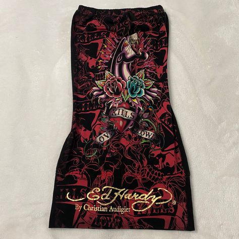 Ed Hardy Dress Y2k, Ed Hardy Dress, Ed Hardy Y2k, Dress Y2k, Hair Clothes, Ed Hardy, Body Goals, Halter Dress, Bathing Suits