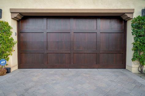 Spanish — America's Finest Garage Door & Gate, Inc Spanish Garage, Driveway Pavers Design, Outside House Colors, Garage Door Panels, Hacienda Style Homes, Paver Designs, Spanish Decor, Front Walkway, Exterior House Paint Color Combinations