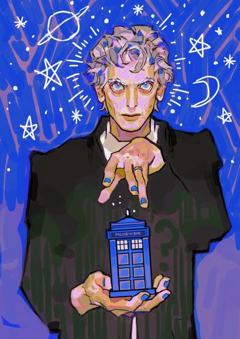 Blue Night Sky, Doctor Who 10, Doctor Who Fan Art, Bbc Doctor Who, Doctor Who Art, 12th Doctor, Tenth Doctor, Blue Night, Timey Wimey Stuff