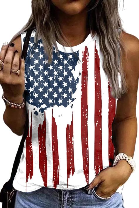 PRICES MAY VARY. [Features]: Thickness: Moderate, Sleeve: Sleeveless, Collar: O-Neck. Women 4th Of July Patriotic Tank Tops, Graphic T-Shirt. [Description]: It was a nice gift, Buy It for yourself or gift it for mama, daughter, wife, aunt, friend, girlfriend, sister to show your deep love for her. [Material]: Breathable fabric, soft and comfortable, lightweight, skin-loving, soft to wear. [Occasions]: It is suitable for casual scenes or special scenes. You can wear it for work, school, sports, r Patriotic Clothing, American Flag Tank Top, American Flag Shorts, American Independence Day, Flag American, Table Scapes, American Independence, Patriotic Outfit, 4th Of July Outfits