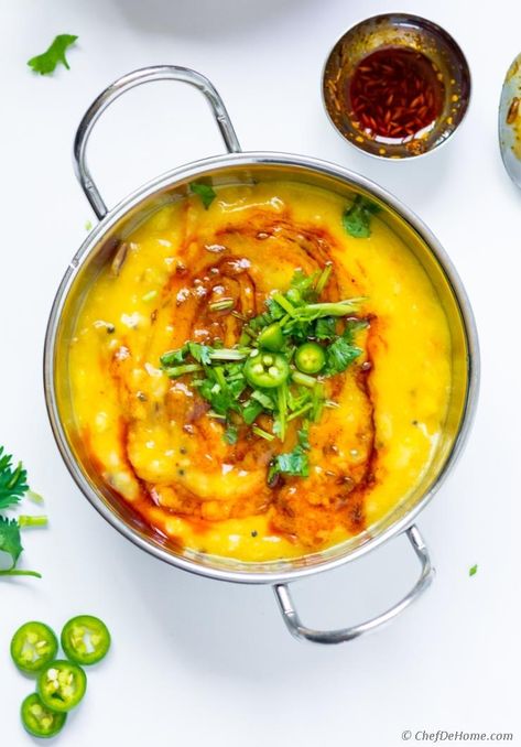 Yellow Daal Tadka Recipe | ChefDeHome.com Daal Recipe Indian, Daal Tadka, Tadka Recipe, Dahl Recipe, Dhal Recipe, Yellow Food, Lentil Dal, Yellow Lentils, Meatless Monday Recipes