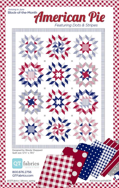 American Pie - Quilt Pattern by Wendy Sheppard Wendy Sheppard Quilt Patterns, Quilt Stars, Long Arm Quilting Machine, Patriotic Quilts, American Pie, Jellyroll Quilts, Star Blocks, Block Patterns, Block Of The Month