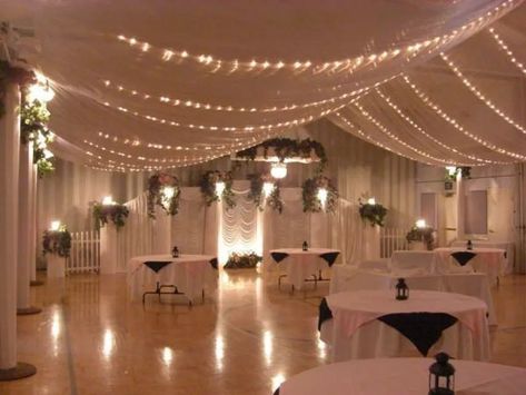 10 Elegant Cultural Hall Wedding Receptions (Photos) - LDS Living Reception Ceiling, Wedding Ceiling Decorations, Wedding Reception Hall, Wedding Ceiling, Ceiling Draping, Wedding Hall Decorations, Reception Backdrop, Wedding Reception Backdrop, Church Wedding Decorations