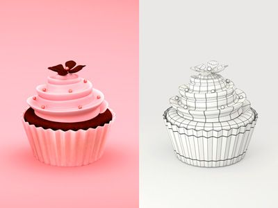 Vibe_cupcake_3d 2d Cupcake Design, Cake 3d Illustration, Cake Blender, 3d Icons Food, Food Icons Png 3d, Cupcake Digital Art, 3d Cupcake, Cupcake Packaging, Digital Skills