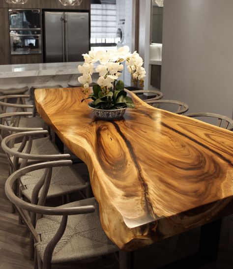 Wood Slab Dining Table, Dining Interior, Wood Dining Room Table, Luxury Dining Table, Painted Bedroom Furniture, Wood Table Design, Wood Furniture Design, Home Inspo, Solid Wood Table