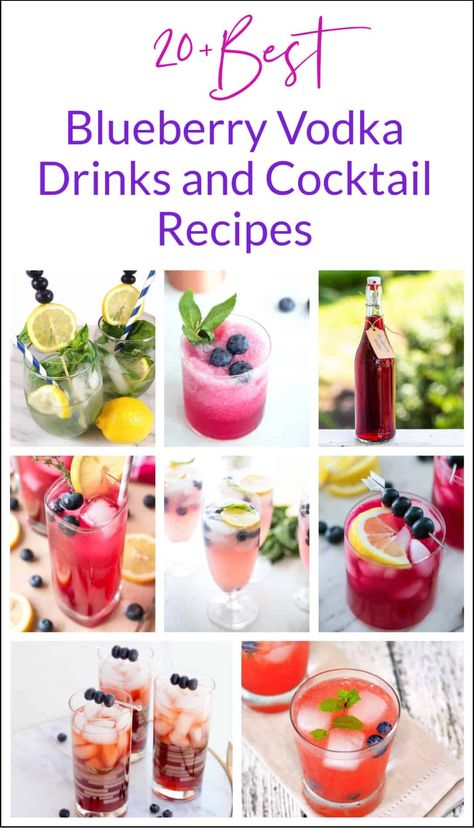 These are some of the best blueberry vodka drinks and cocktail recipes you can find. Some are made with simple syrup while others are made with fresh blueberries. Whether you are in the mood for a blueberry martini or a blueberry vodka lemonade cocktail we have got you covered. Fresh blueberries are the key ingredients in each and every one of these tasty drink recipes Blueberry Vodka Drinks, Basil Drinks, Blueberry Martini, Blueberry Drinks, Blueberry Cocktail, Vodka Recipes Drinks, Blueberry Vodka, Simply Lemonade, Healthy Woman