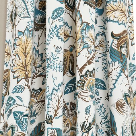 Dining Room Curtains, Indoor Window, Blue White Decor, Floral Room, Lush Decor, Green Curtains, Darkening Curtains, Rod Pocket Curtain Panels, Room Darkening Curtains