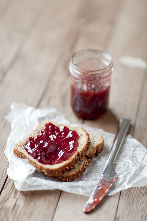 Check out Bread and Jam by More Than Cake on Creative Market http://crtv.mk/hVd1 Bread With Jam, Vanilla Jam, Bread Jam, Homemade Nutella, Homemade Condiments, Chutney Recipes, Jam Recipes, Breakfast Time, Strawberry Recipes