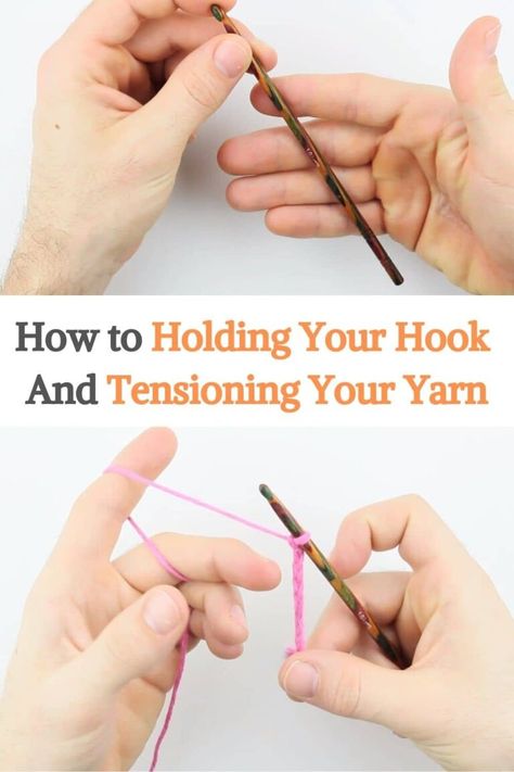 Holding Yarn While Crocheting, Crochet Tension Tips, How To Hold Crochet Yarn, How To Hold A Crochet Hook, How To Hold Crochet Hook And Yarn, How To Hold Yarn When Crocheting, Learn Crochet Beginner, Chunky Yarn Crochet Pattern, Jackets Pattern