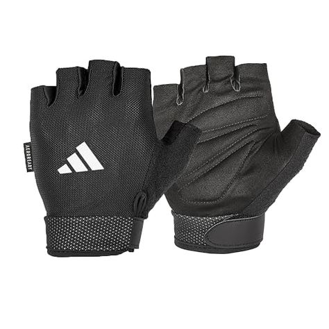 adidas Essential Adjustable Fingerless Gloves for Men and Women - Padded Weight Lifting Gloves - Adjustable Wrist Straps for Tailored, Secure Fit Aerobic Step, Training At Home, Running Gloves, Exercise Activities, Ring Pulls, Weight Lifting Gloves, Hand Protection, Gym Gloves, Gloves For Men