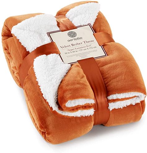 Amazon.com: Genteele Sherpa Throw Blanket Super Soft Reversible Ultra Luxurious Plush Blanket (50 inches x 60 inches, Burnt Orange/White) : Home & Kitchen Burnt Orange Blanket, Blankets For Couch, Fall Throw Blanket, Orange Blanket, Sherpa Throw Blankets, Fluffy Blankets, Plush Throw Blankets, Fall Scents, Soft Throw Blanket