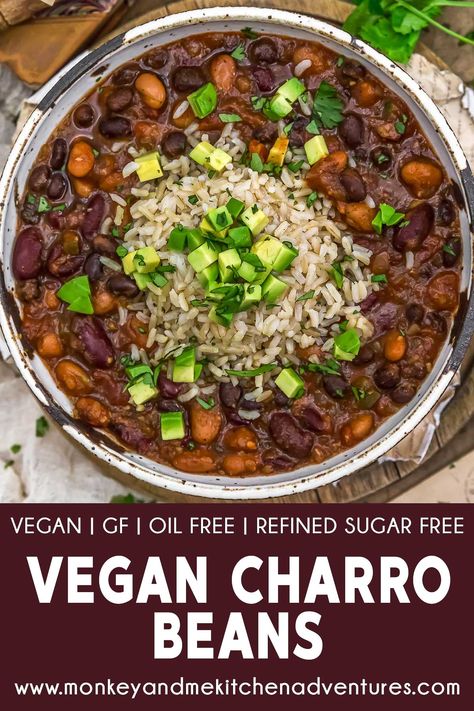 Vegan Charro Beans - Monkey and Me Kitchen Adventures Vegan Bean Recipes, Dry Beans Recipe, Charro Beans, Monkey And Me Kitchen Adventures, Vegan Bean, Instant Pot Vegan, Monkey And Me, Cowboy Beans, Vegan Instant Pot Recipes