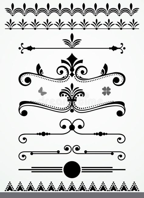 Illustration about Vintage text, paragraph or chapter dividers, borders, decorations and design elements, black and white. Illustration of greeting, divider, ornate - 65226134 Suraj Photo, Wedding Clipart Free, Wedding Card Format, Line Design Pattern, Camera Editing, Wedding Photography Album Design, Coreldraw Design, Shadi Card, Wedding Symbols