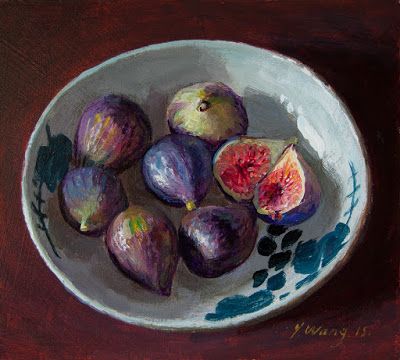 Wang Fine Art: figs in a bowl, still life painting for kitchen Bowl Still Life, Painting For Kitchen, Still Life Landscape, Contemporary Still Life, Painting A Day, Fig Fruit, Art Fruit, Still Life Fruit, Watercolor Fruit