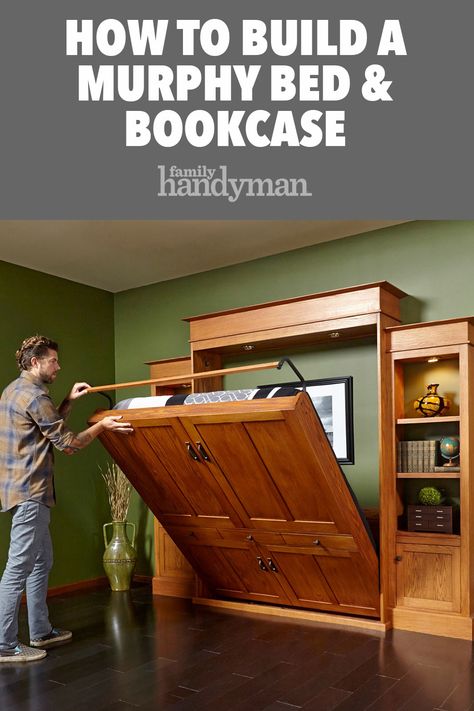 Murphy Bed Bookcase, Diy Murphy Bed, Murphy Bed Hardware, Build A Murphy Bed, Bed Hardware, Murphy Bed Ikea, Murphy Bed Desk, Modern Murphy Beds, The Family Handyman