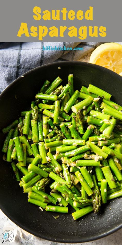 Here's a delicious vegetable side dish that is ready in a flash!  This Sautéed Asparagus with Garlic is so easy to make, and all set for serving in 20 minutes! Sauteed Asparagus Recipes, Asparagus Sauteed, Sautéed Asparagus, Sauteed Asparagus, Saute Asparagus, Spring Dishes, Vegetable Side Dish, Vegetable Dish, Vegetable Side