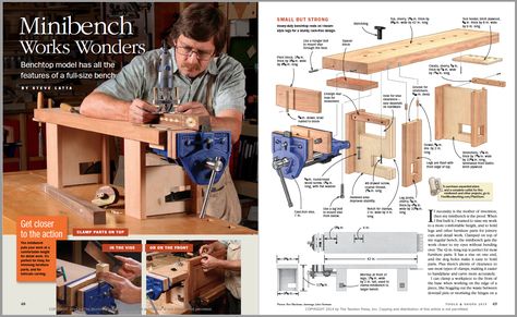 Mini Workbench Works Wonders - FineWoodworking Mini Workbench, Fine Woodworking Project, Workbench Designs, Woodworking Shop Plans, Diy Workbench, Workbench Plans, I Beam, Shop Storage, Shop Plans