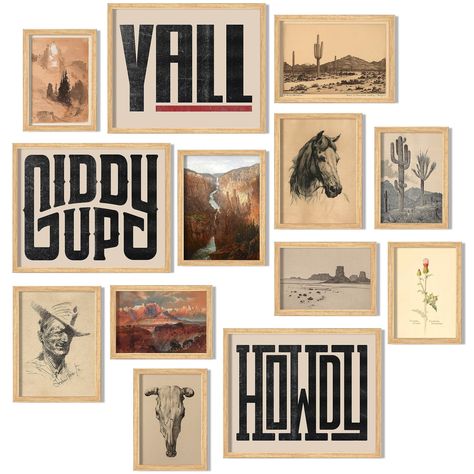 Southwest Aesthetic, Western Nursery, Cowboy Posters, Western Wall Decor, Western Rooms, Collage Mural, Western Bedroom, Decor Western, Desert Southwest