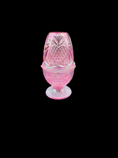 Fenton Iridescent Pineapple Heart Pink Glass Fairy Lamp | Vintage MCM Fenton Fairy Light Tealight Original Sticker Beautiful Fenton Iridescent Fairy Lamp, with a lovely heart/pineapple design. The gorgeous pink iridescent glass really shins as light stream through! Excellent Pre-owned Condition! Zero chips or cracks.  Measures approximately: 7 1/2" tall x 4" wide. All items in my shop, unless otherwise stated, are vintage or antique. They are all in very good vintage or mint condition, although Iridescent Fairy, Fenton Lamps, Fairy Lamps, Glass Fairy, Pink Iridescent, Pineapple Design, Fairy Lamp, Lamp Vintage, Fairy Light