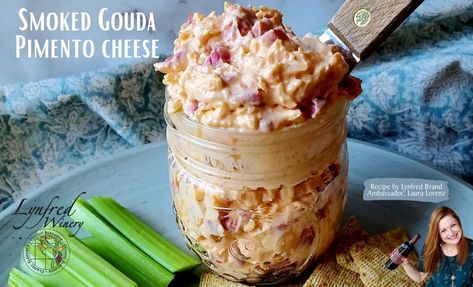 Smoked Gouda Pimento Cheese Recipe, Gouda Pimento Cheese Recipe, Smoked Gouda Pimento Cheese, Gouda Pimento Cheese, Cheese Spreads, Entertaining Appetizers, Pimento Cheese Recipes, Party Starters, Candied Bacon