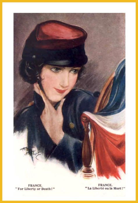 Ww1 French Soldier, National Personification, French Ww1, Ww1 Posters, Napoleon French, Vintage Tattoo Design, Patriotic Images, Ww2 Posters, Adventure Aesthetic