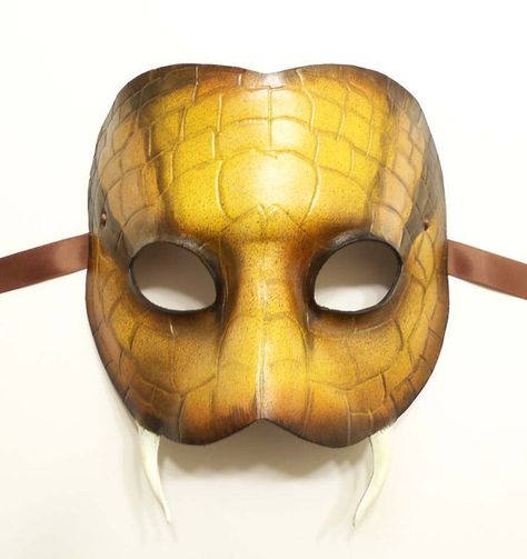 leather snake mask with fangs Snake Mask, Japan Mask, Leather Masks, Hollow Earth, Steampunk Mask, Oc Stuff, Leather Mask, Leather Dye, Hand Molding