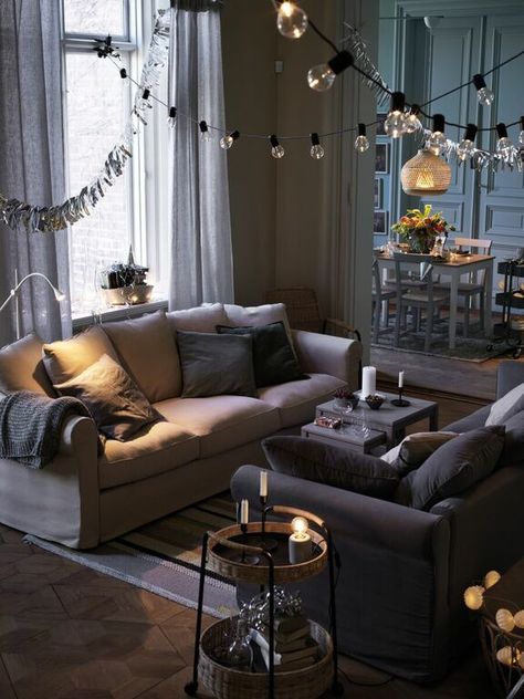 Going out is fun, but so is staying in. Creating a comfy spot for sitting together, chatting, and celebrating the festive season. With a few additions and a little extra light you can make all your winter evenings feel just as cosy. #myIKEA #IKEA #Christmas #lights #Celebration #Winter #Weihnachten #Lightchain #GRÖNLID #Sofa #LUBBAN #Weihnachten #Winter #Christmas #Deko #Dekoration #Gäste #Gästezimmer #ideas #interior #design #trends #2020 #scandi #scandinavian #interior Ikea Christmas Decorations, Ikea Christmas, Ikea Catalog, Christmas Feeling, Magical Moments, Xmas Ideas, Large Sofa, Christmas House, Dream Decor