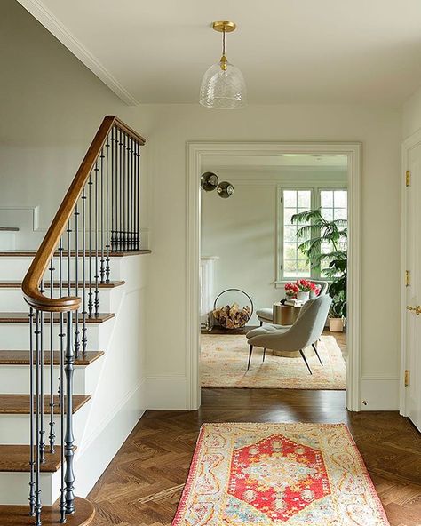 Ben Moore French canvas Leaded Glass Cabinets, Jessica Helgerson, Herringbone Wood Floor, 1920s House, Tile Covers, Entry Way, Transitional Decor, Floor Patterns, Herringbone Pattern