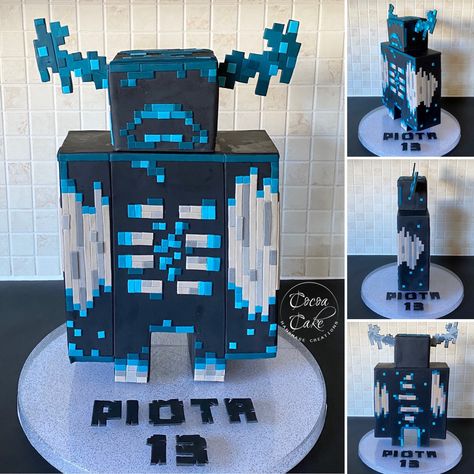 Warden Minecraft Birthday Cake, Warden Minecraft Cake, Minecraft Warden Cake, Enderman Cake, Griffin Costume, Minecraft Cake Ideas, Halo Cake, Pastel Minecraft, Minecraft Birthday Cake